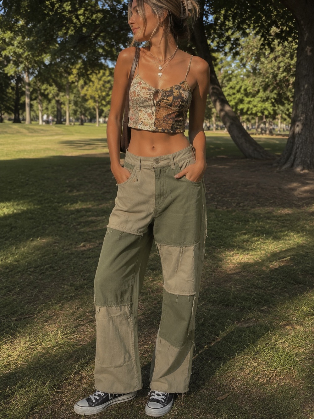 Bershka Colorblock Patch Jeans
